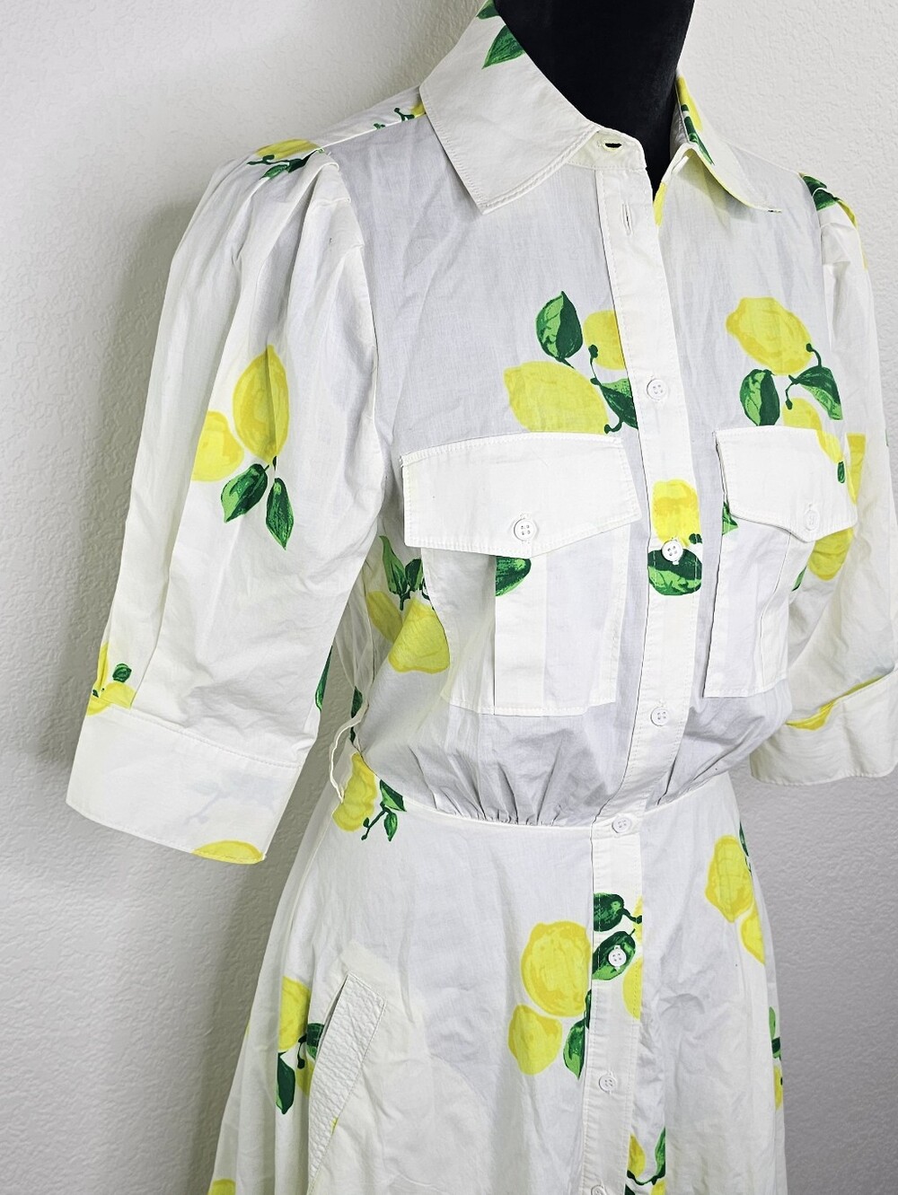 Essentiel Antwerp Darko lemon print shirt dress 34/2 - Picture 3 of 14